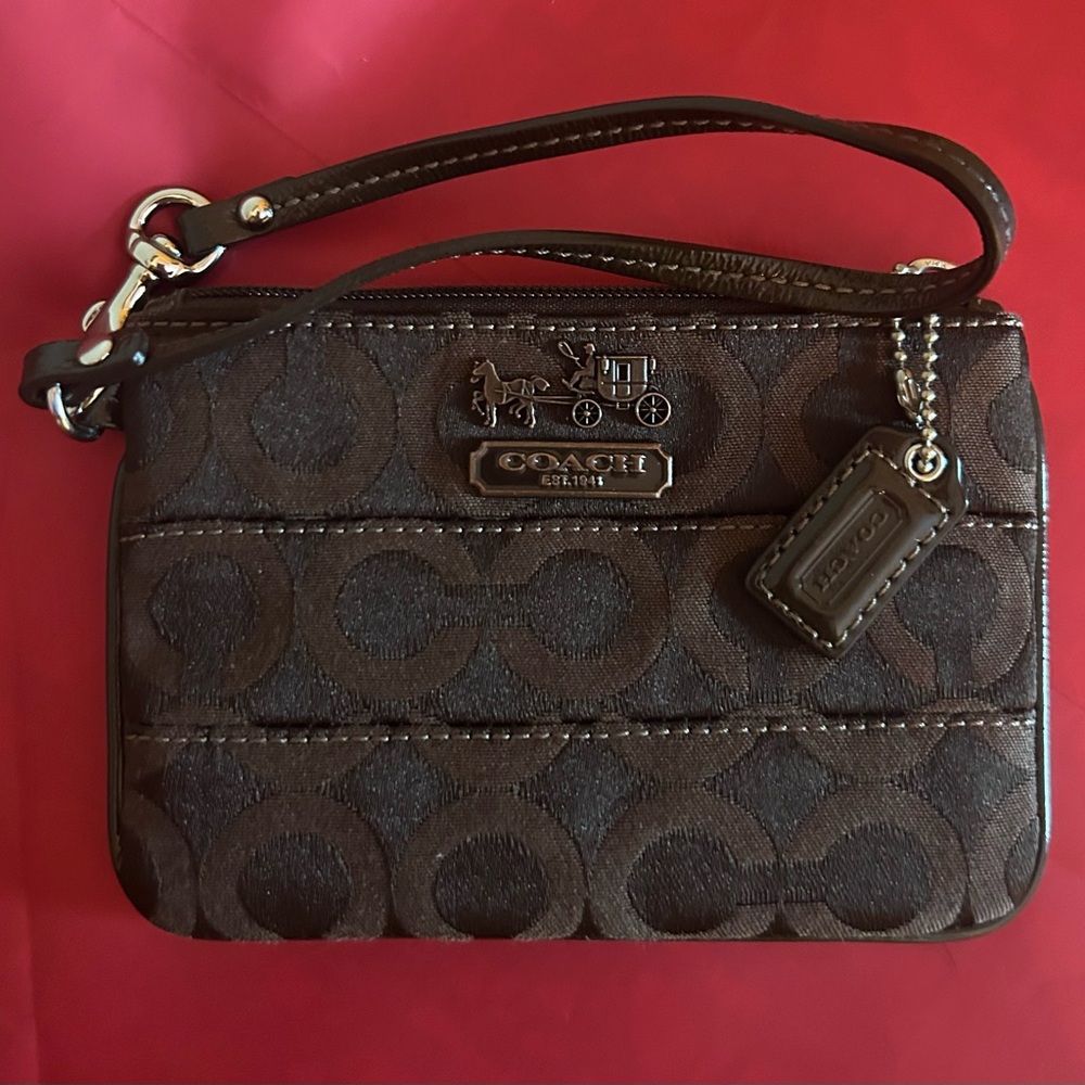 Coach Chocolate Brown Signature Wristlet - Picture 3 of 6